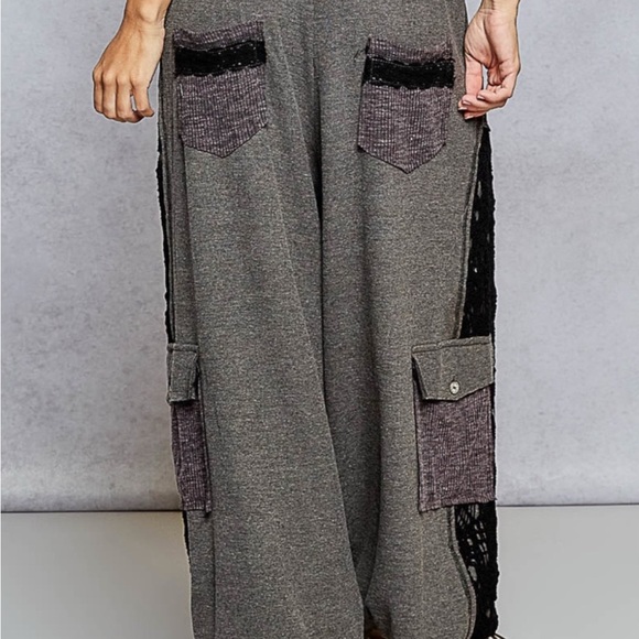 New POL Gray Joggers with Black Lace Accents - Picture 5 of 6